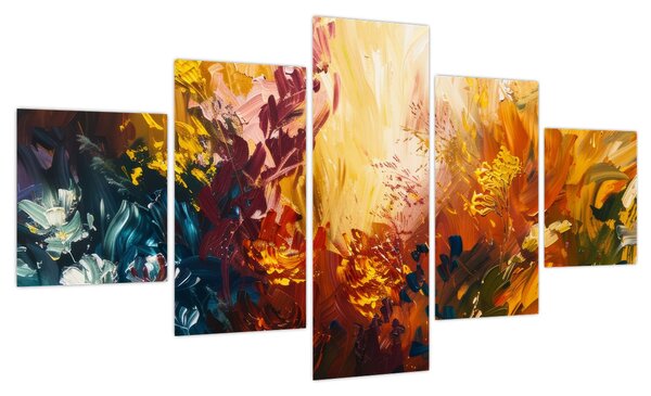 Obraz - Abstrakcyjny obraz kwiatów (125x70 cm)