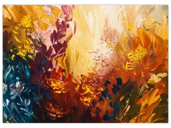 Obraz - Abstrakcyjny obraz kwiatów (70x50 cm)