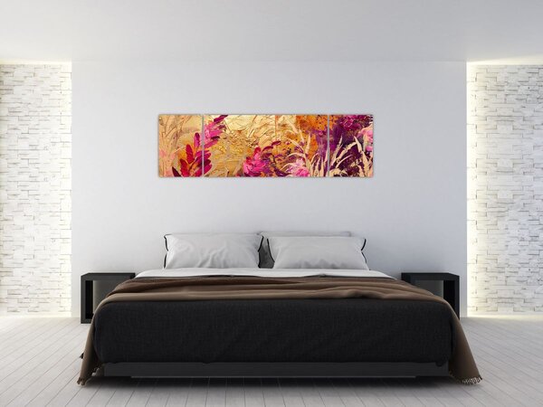 Obraz - Abstrakcyjny obraz kwiatów II. (170x50 cm)