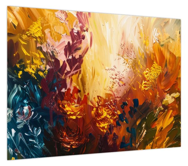Obraz - Abstrakcyjny obraz kwiatów (70x50 cm)