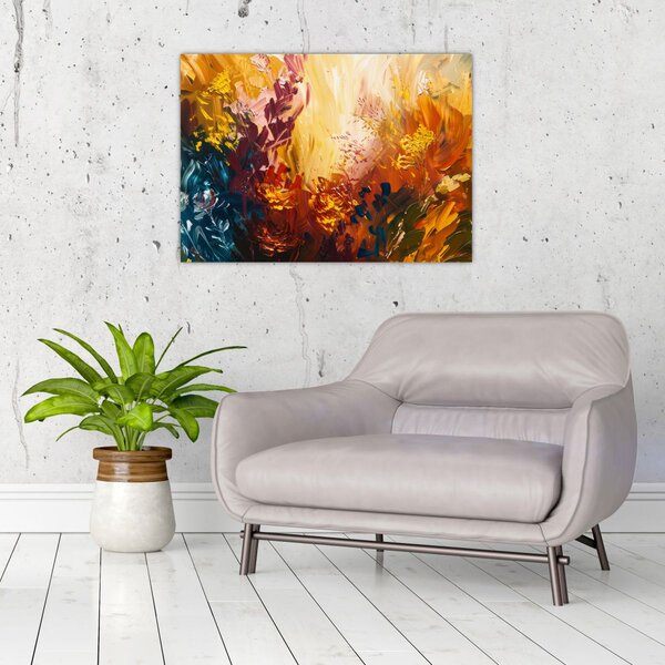 Obraz - Abstrakcyjny obraz kwiatów (70x50 cm)