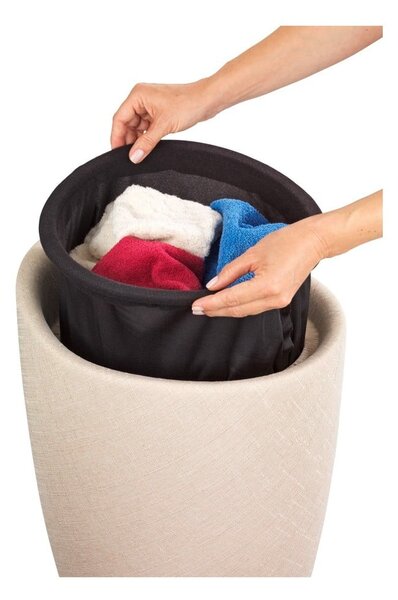 Beżowy kosz na pranie i taboret w jednym Wenko Linen Look