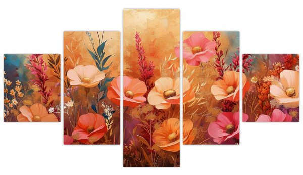 Obraz - Kwiaty łąkowe, malarstwo (125x70 cm)