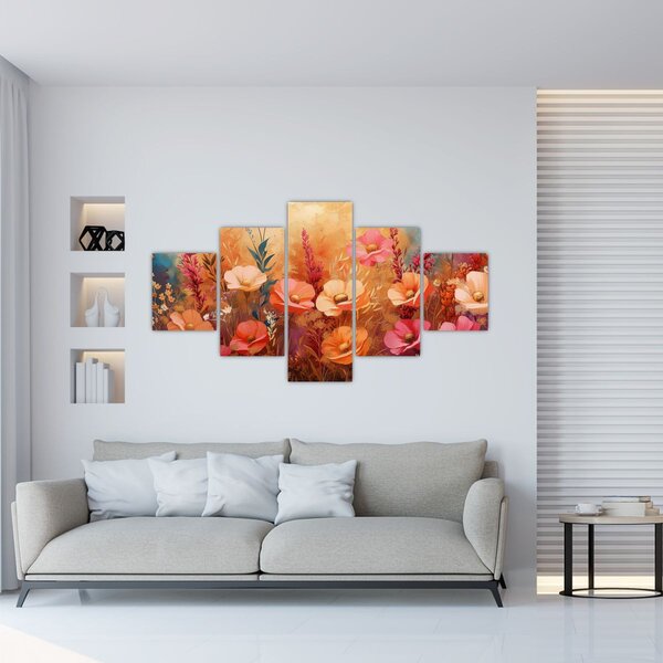 Obraz - Kwiaty łąkowe, malarstwo (125x70 cm)