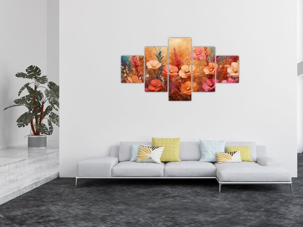 Obraz - Kwiaty łąkowe, malarstwo (125x70 cm)