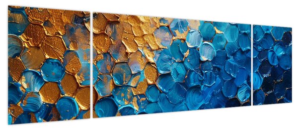Obraz - Niebiesko-złoty obraz (170x50 cm)
