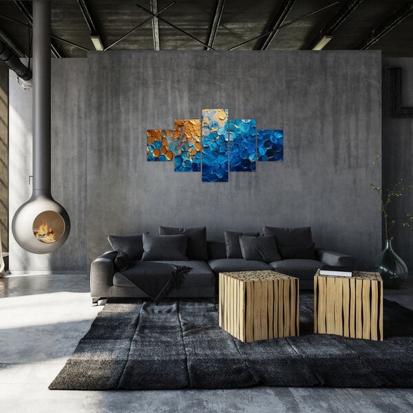 Obraz - Niebiesko-złoty obraz (125x70 cm)
