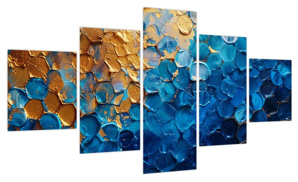 Obraz - Niebiesko-złoty obraz (125x70 cm)