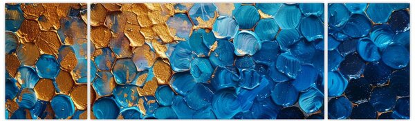 Obraz - Niebiesko-złoty obraz (170x50 cm)