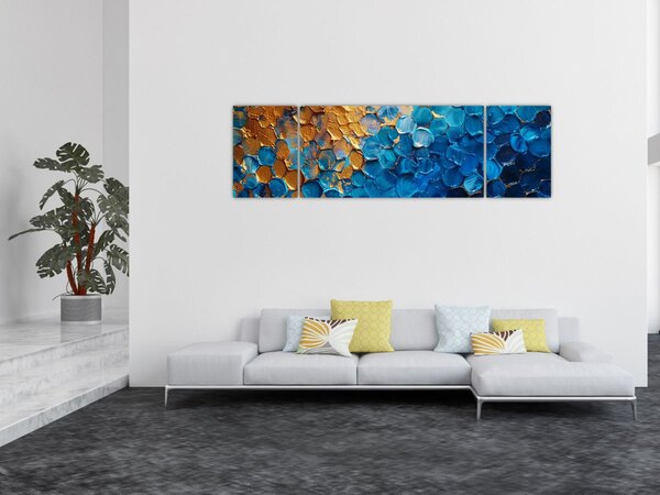 Obraz - Niebiesko-złoty obraz (170x50 cm)