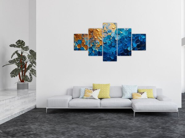 Obraz - Niebiesko-złoty obraz (125x70 cm)