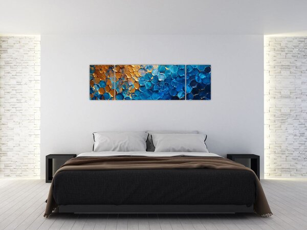 Obraz - Niebiesko-złoty obraz (170x50 cm)
