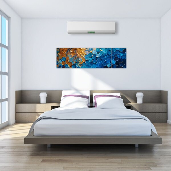 Obraz - Niebiesko-złoty obraz (170x50 cm)