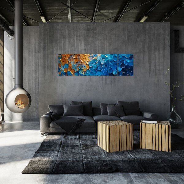 Obraz - Niebiesko-złoty obraz (170x50 cm)