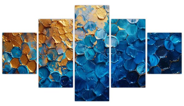 Obraz - Niebiesko-złoty obraz (125x70 cm)