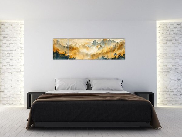 Obraz - Góry, akwarela (170x50 cm)