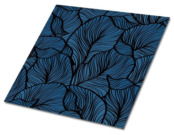 Niebieskie liście vintage Samoprzylepne płytki na podłogę Niebieskie liście vintage