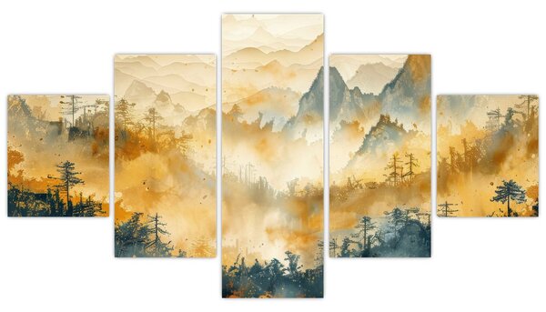 Obraz - Góry, akwarela (125x70 cm)