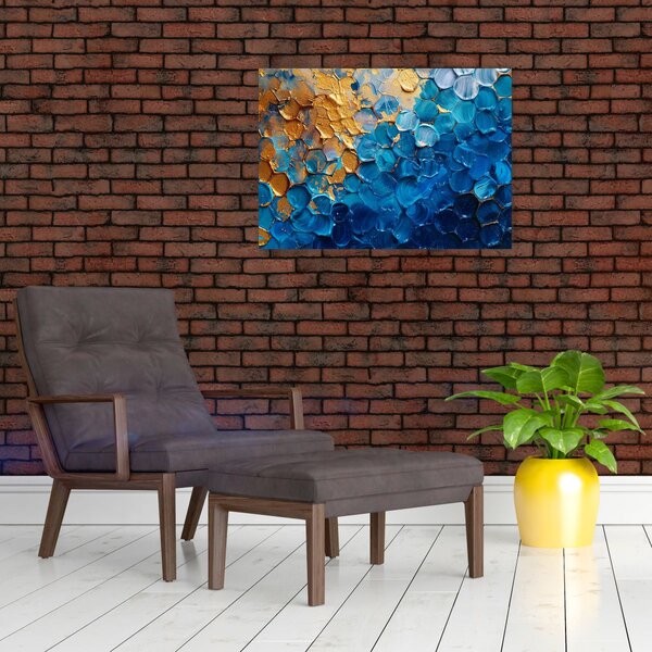 Obraz - Niebiesko-złoty obraz (70x50 cm)