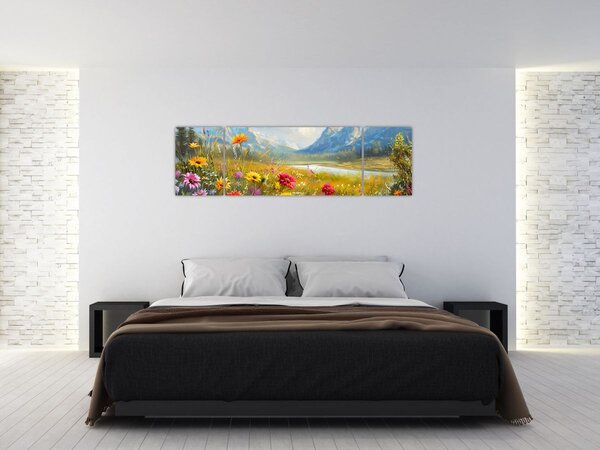 Obraz - Malowany krajobraz (170x50 cm)