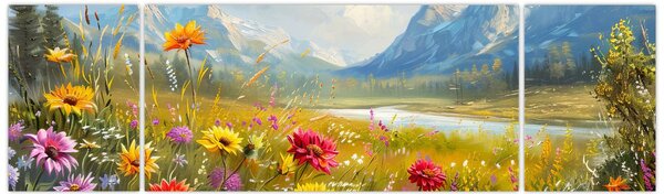 Obraz - Malowany krajobraz (170x50 cm)
