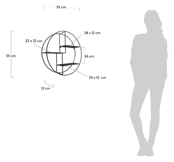 Czarna wielopoziomowa metalowa półka 55 cm Across – Kave Home