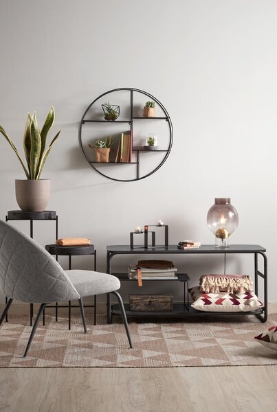 Czarna wielopoziomowa metalowa półka 55 cm Across – Kave Home