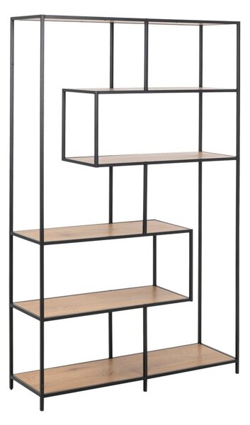 Czarno-naturalny regał w dekorze dębu 114x185 cm Seaford – Actona
