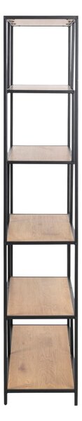 Czarno-naturalny regał w dekorze dębu 114x185 cm Seaford – Actona