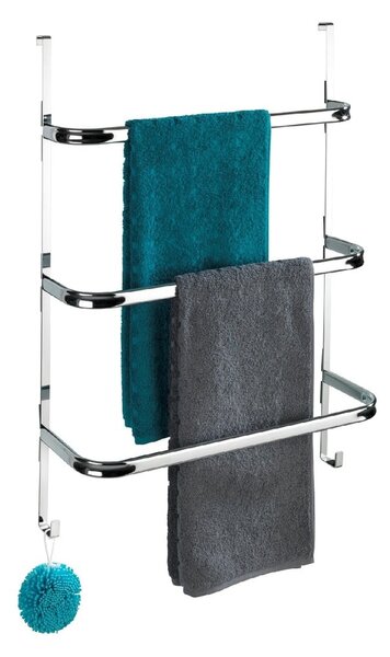 Srebrny wieszak na ręczniki Wenko Towel Holder Chrome, 21x54 cm