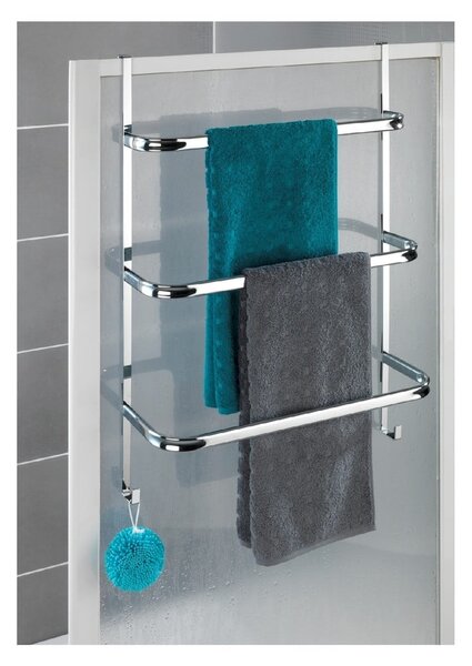 Srebrny wieszak na ręczniki Wenko Towel Holder Chrome, 21x54 cm