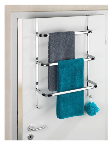 Srebrny wieszak na ręczniki Wenko Towel Holder Chrome, 21x54 cm
