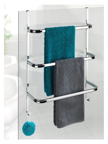 Srebrny wieszak na ręczniki Wenko Towel Holder Chrome, 21x54 cm