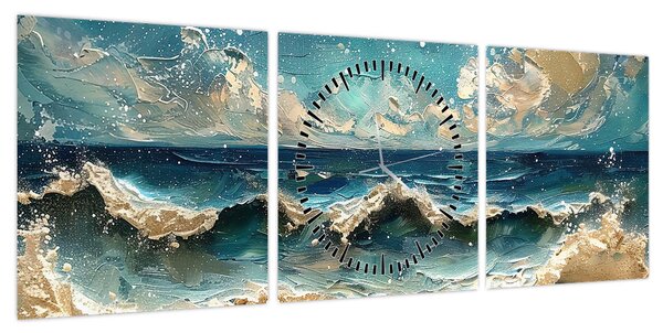 Obraz - Malowanie morza (z zegarem) (90x30 cm)