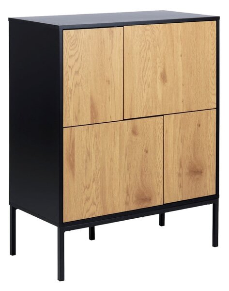 Czarno-naturalna wysoka komoda w dekorze dębu 80x103 cm Seaford – Actona