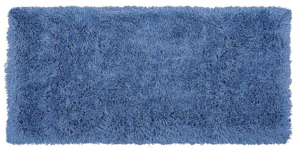 Puszysty dywan 80 x 150 cm niebieski poliestrowy chodnik shaggy Cide Beliani