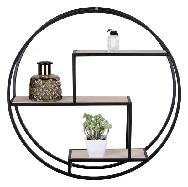 Czarno-naturalna wielopoziomowa półka z litego drewna paulowni 62 cm Rotterdam – House Nordic