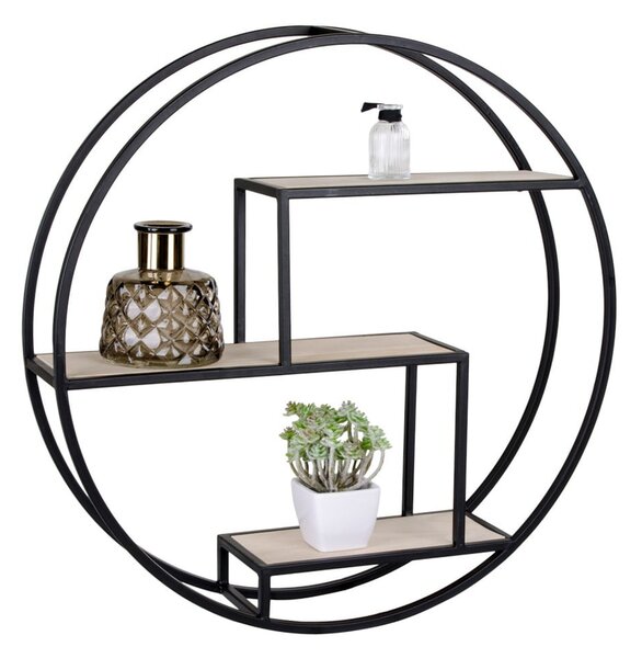 Czarno-naturalna wielopoziomowa półka z litego drewna paulowni 62 cm Rotterdam – House Nordic