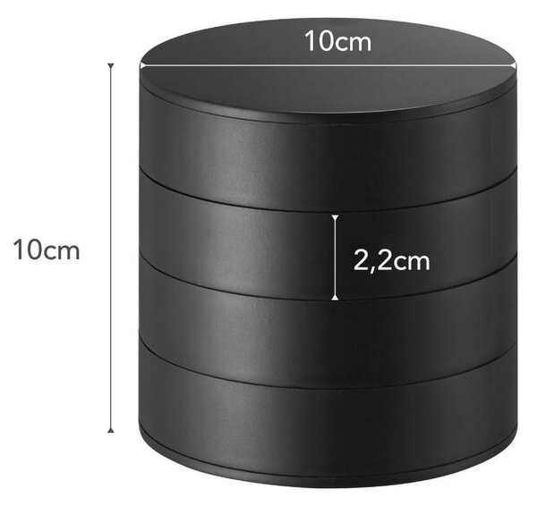 Czarna wielopoziomowa szkatułka na biżuterię YAMAZAKI Tower, ⌀ 10 cm
