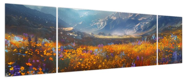 Obraz - Malowany górski krajobraz II. (170x50 cm)