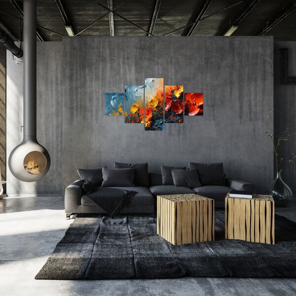 Obraz - Abstrakcyjny obraz kwiatów III. (125x70 cm)