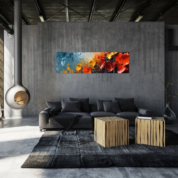 Obraz - Abstrakcyjny obraz kwiatów III. (170x50 cm)