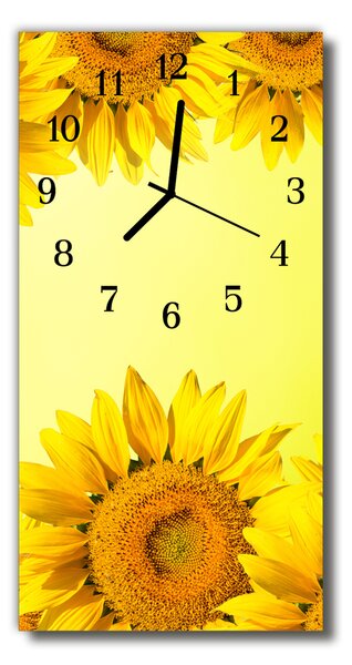 Zegar Szklany Pionowy Kwiaty Słonecznik żółty