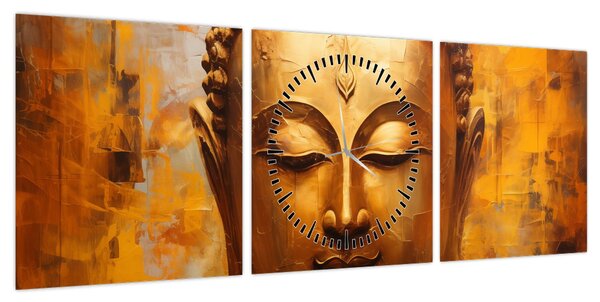 Obraz - Budda, obraz olejny (z zegarem) (90x30 cm)