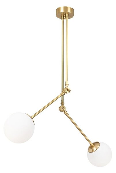 Biała metalowa lampa wisząca z detalami w kolorze złota Opviq lights Anatoli