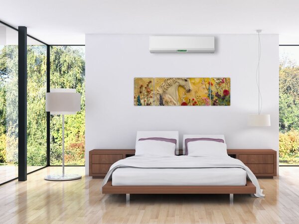 Obraz - Jednorożec z kwiatami (170x50 cm)