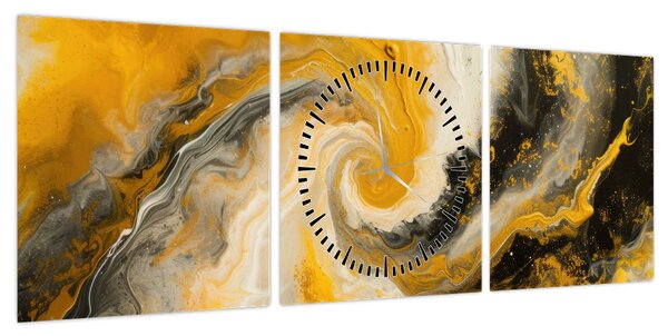Obraz - Abstrakcja spiralna (z zegarem) (90x30 cm)