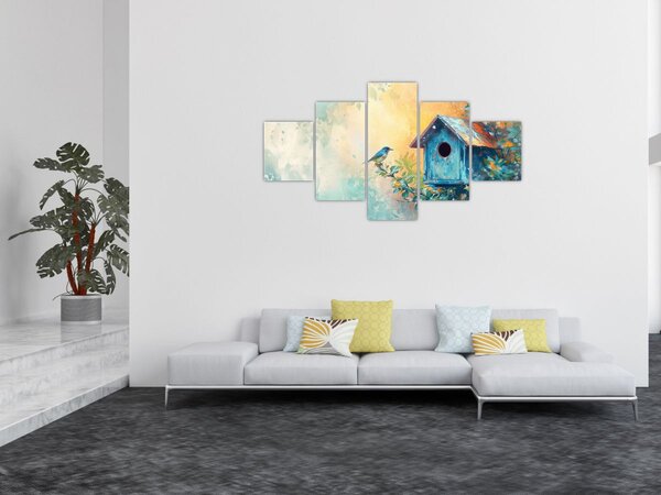 Obraz - Domek dla ptaków, akwarela (125x70 cm)
