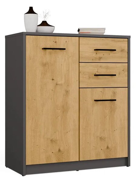 Nowoczesna komoda dąb artisan+antracyt R1-R72