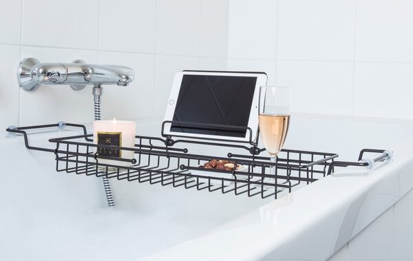 Czarna metalowa regulowana półka na wannę PT LIVING Tub, 61-86 cm